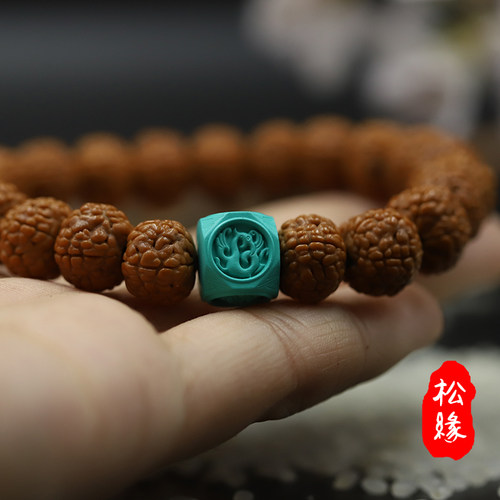 优化绿松石配饰文玩配珠1t08手串顶珠八棱单圈兽珠隔珠diy配件佛