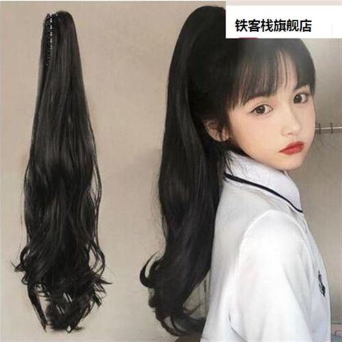 新品儿童假发女童l中头长卷发抓夹马隐尾饰孩大波浪自然形高辫子