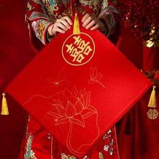 婚庆用品中式婚礼新郎新娘敬茶跪垫新人拜堂绒布喜字垫坐福垫