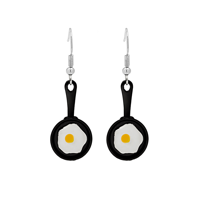 新品Student cartoon earrings simulation poached egg egg eard