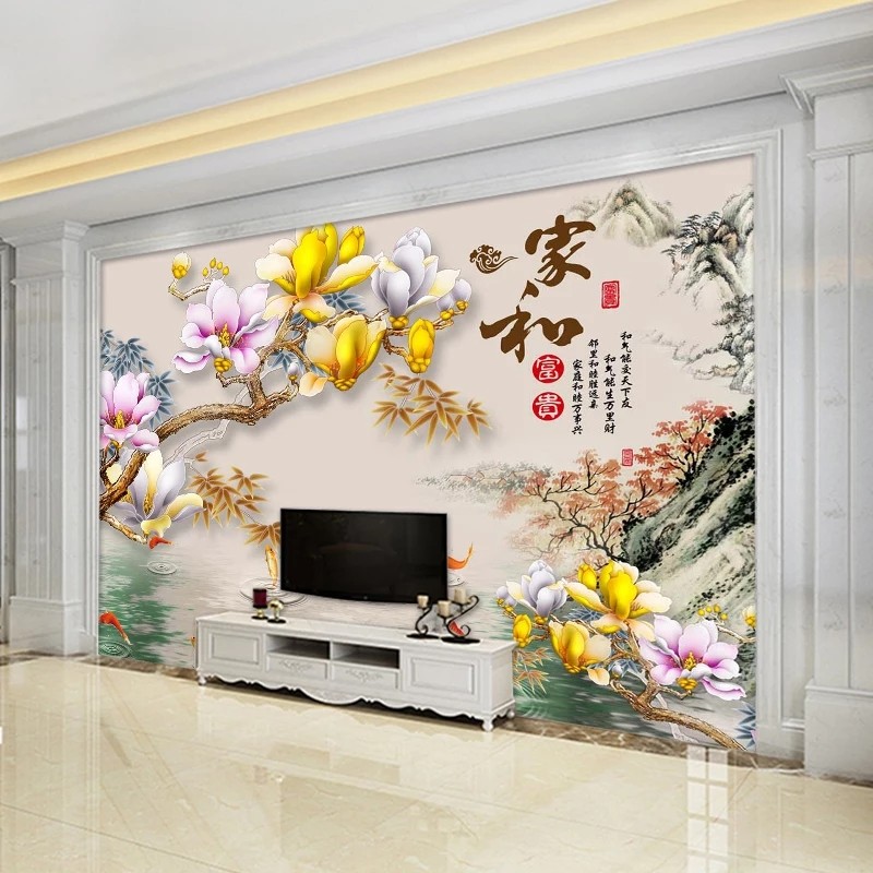 8d立体壁画竹子家和电视背景墙壁纸3d壁布客厅大气5d影视墙布装饰