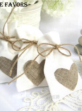 10x14cm White Linen Drawstring Bag Vintage Natural Burlap Gi
