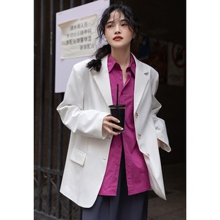 觅定高级灰色西i装外套女秋冬设计感小众休闲西服秋装小个子黑色