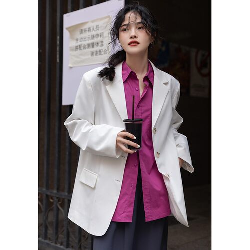 觅定高级灰色西i装外套女秋冬设计感小众休闲西服秋装小个子黑色