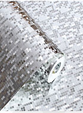 3D立体金色银色马赛克x墙纸柱子KTV酒吧柜台格子金箔壁纸