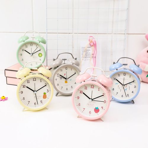 静音闹钟少女心日系创意学生用床头可爱小闹钟粉色简约现代大铃声