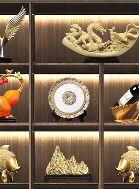 速发新中式书房茶室酒柜装饰品摆件 办公室高级感创意摆设售楼部