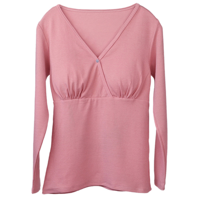 哺乳衣纯棉秋冬打底衫交叉喂奶上衣月子服家居睡衣孕妇长袖秋衣套