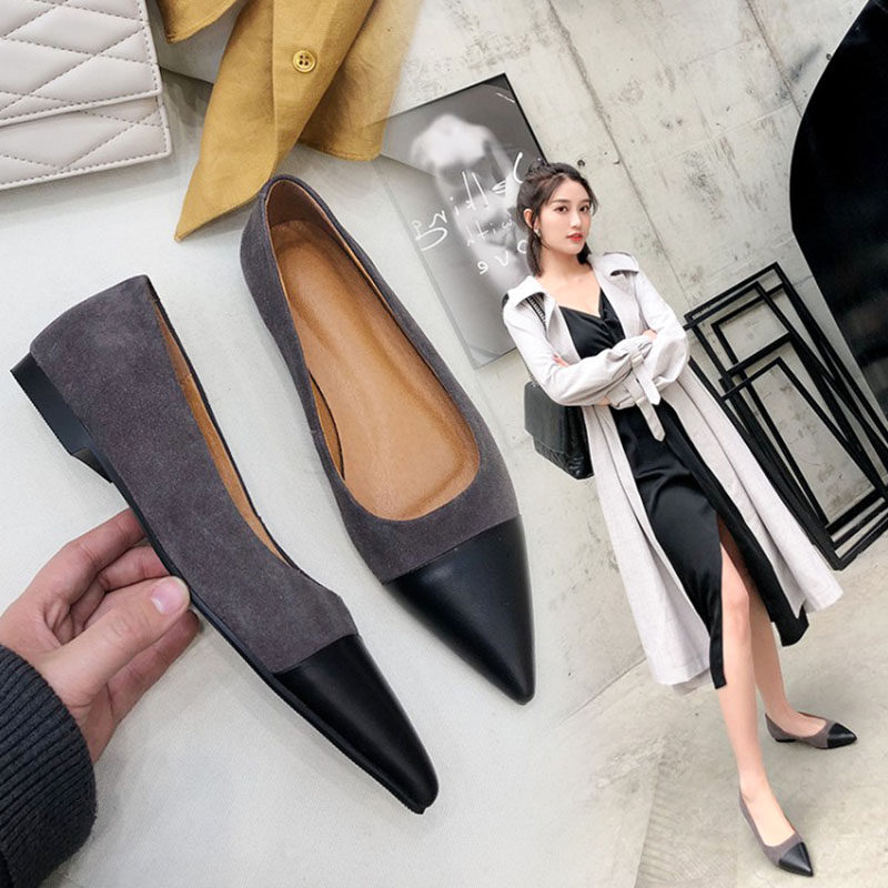 大码平底女鞋41-43尖头浅v口拼接奶奶鞋平跟小码31孕妇32单鞋33潮,女鞋,浅口单鞋,淘宝优惠券,粉丝福利购,淘宝优惠卷