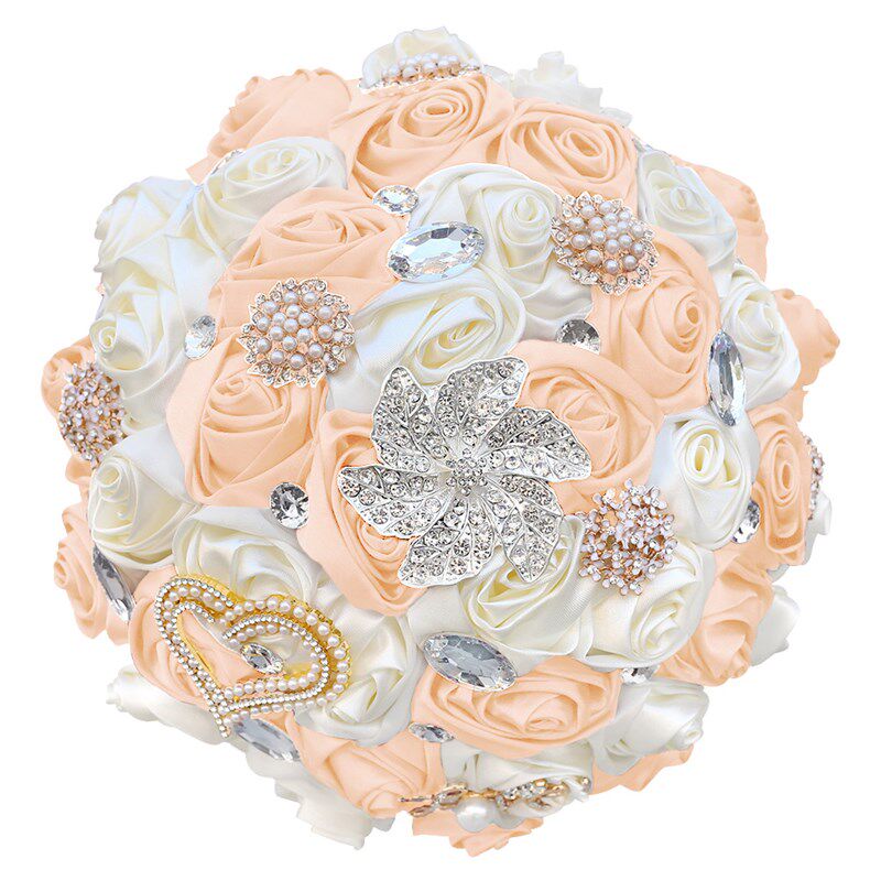 21cm婚礼新娘手捧花 欧式新款缎带C仿真新娘手捧花束婚庆用品W373