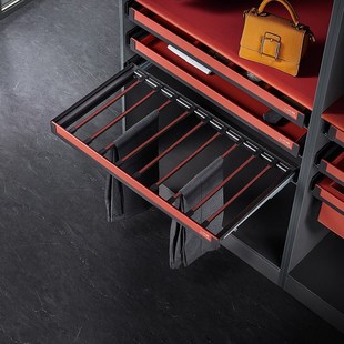 百宝格首饰收纳 架衣柜抽拉式 衣帽间收纳拉篮皮革红色抽屉式 西裤