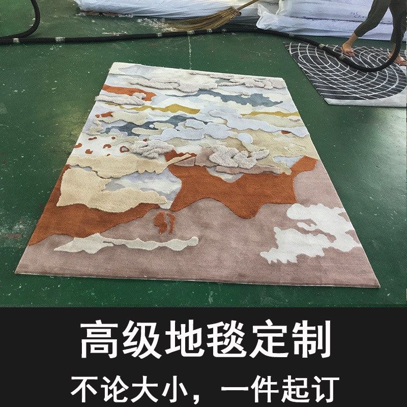 现货KS手工羊毛枪刺地毯加厚商用会议室logo腈纶客厅卧室床边地毯