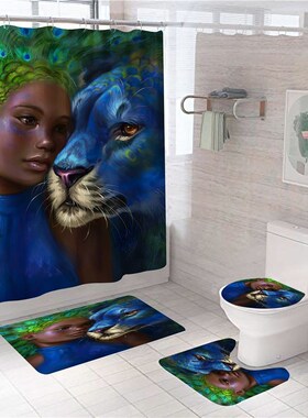 3D Sexy Couple Shower Curtain Set Polyester Bathroom Curtain
