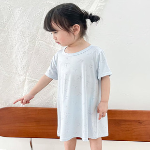 儿童连衣裙优可丝空调服夏冰丝睡衣天童小野家居服公主风睡裙女童