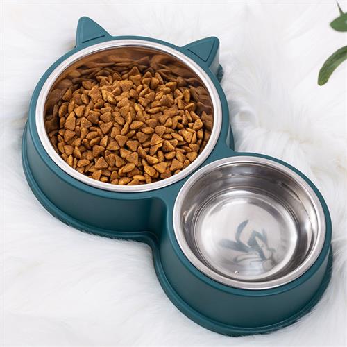 猫碗双碗饭盆不锈钢猫咪饮水食盆狗碗猫盆狗盆防打翻宠物狗狗用品