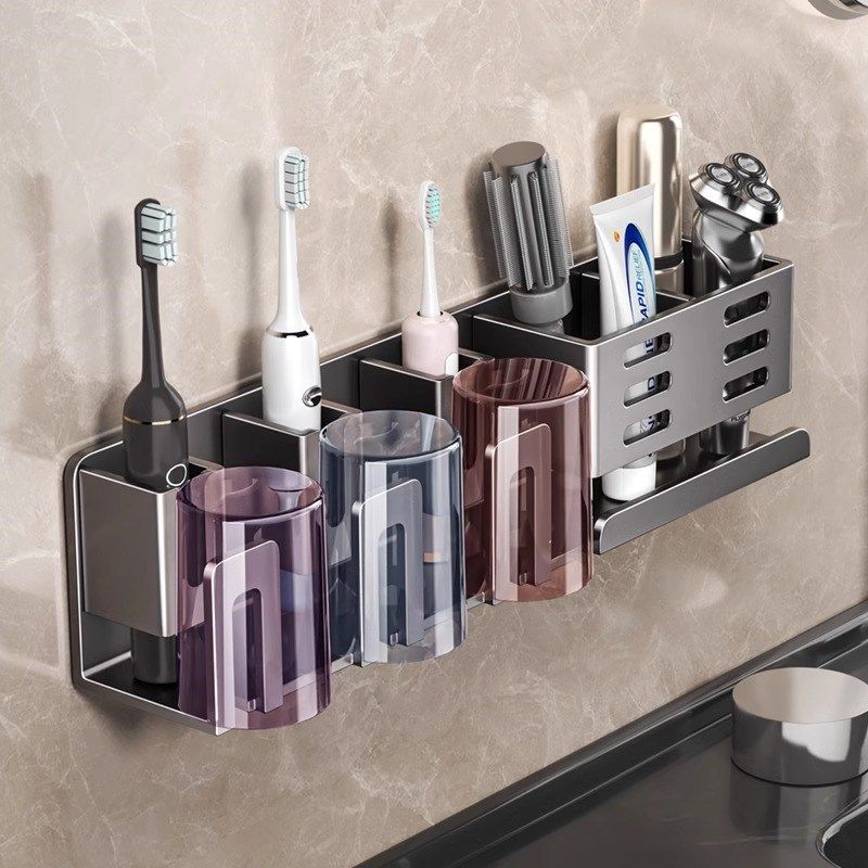 牙刷置物架免打孔卫生间牙杯漱口杯壁挂家庭电动牙缸牙具收纳挂架,家庭/个人清洁工具,牙刷架/牙具座,淘宝优惠券,粉丝福利购,淘宝优惠卷