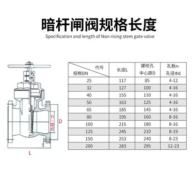 Z45T-10/16法兰盖体式闸阀 铸铁/铸钢水暖阀门DN40 50 65 80 100