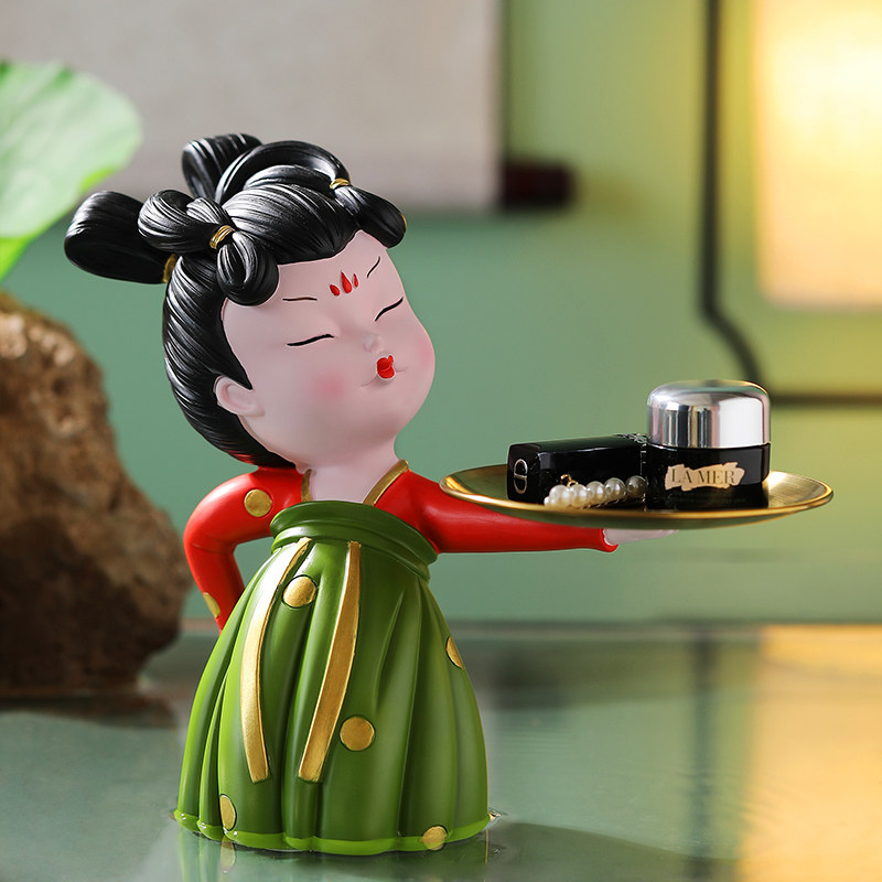 唐仕女创意古风玄关钥匙r收纳摆件客厅电视柜家居饰品乔迁新居礼