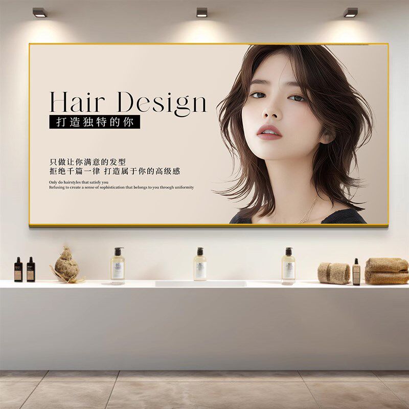 网红理发店墙面装饰画高级感发型定制烫染宣传海报挂画发廊墙壁画