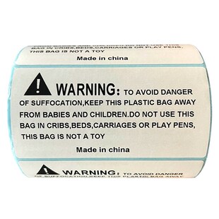 防窒息警告标签英文警告o防窒息Warning贴纸警示不干胶SKU条码贴