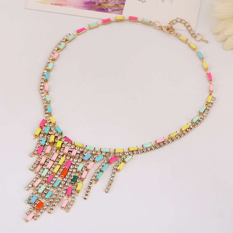 推荐Bohemian Exaggerated Retro Color Necklace Acrylic Diamon 饰品/流行首饰/时尚饰品新 项链 原图主图