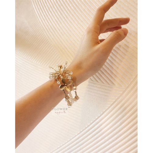 多层水晶水钻高端简约闪闪新娘伴娘姐妹团伴手礼手腕花珍珠手环