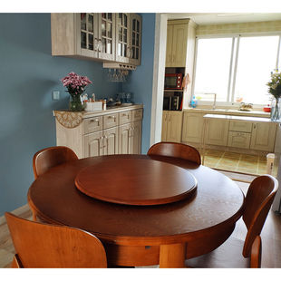 餐桌转盘实d木圆桌面台面家用旋转带转芯餐桌圆盘转动玻璃餐馆酒