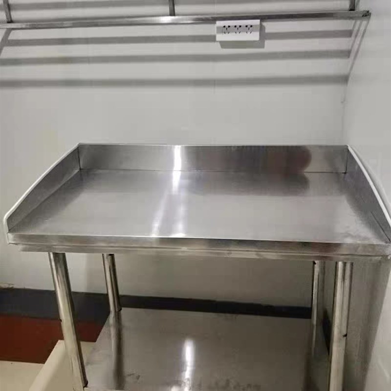 新款加厚防掉带围板不锈钢工作台操作台砍骨剁肉切菜桌子揉面案板