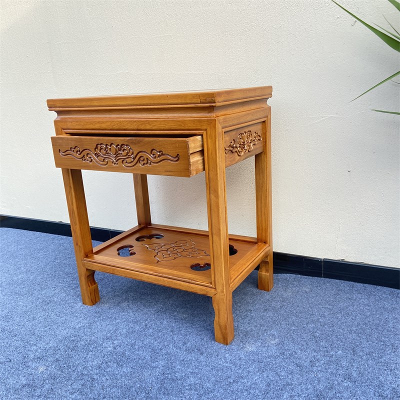 3Y中式实木抽屉花架p盆景架鱼缸架奇石桌榆木置物架摆台茶几沙发