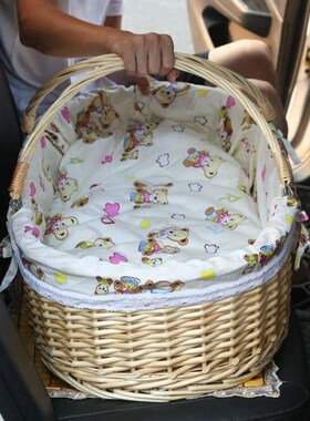 新款高档柒柳藤编婴儿篮摇篮可携式车载手提篮子睡篮吊篮婴儿床婴