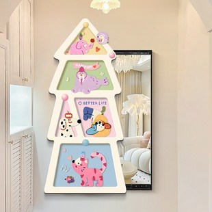 多巴胺全身镜装饰画玄关挂画暗藏式推拉穿衣镜可关闭镜子画高级感