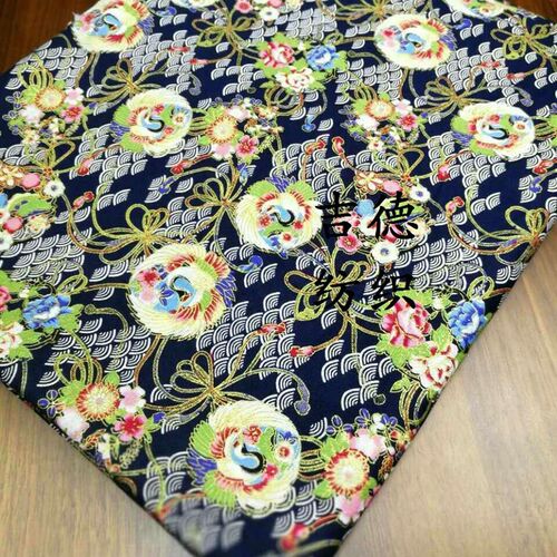 日式和风烫金布 全棉和风印花x布 唐装旗袍汉服年服面料鞋帽箱包