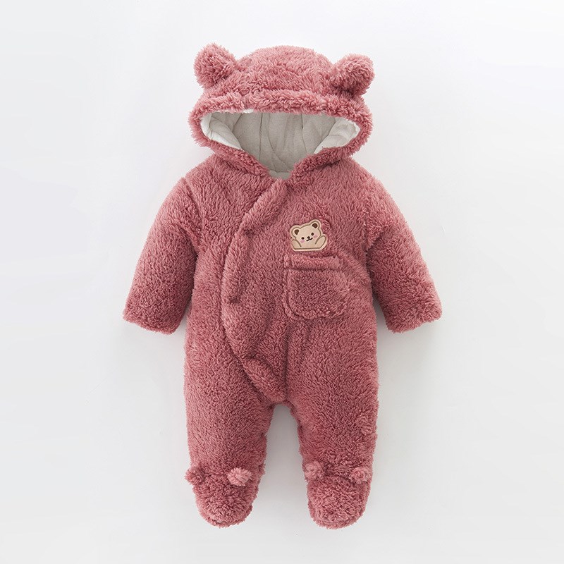 婴儿外出抱抱服秋冬款包脚冬天连体衣加绒加厚棉服保暖超萌带帽子