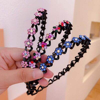 新品Pearl Non-Slip Rhinestone Hairbands Elastic Flower Women