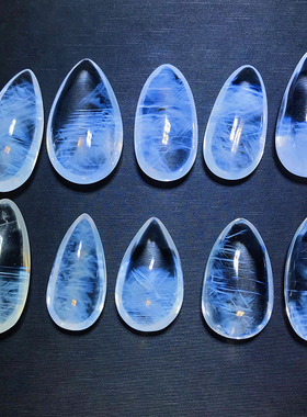 天然蓝针手链吊坠异象白水晶黄水晶手串蓝色圆珠显针天使的羽毛