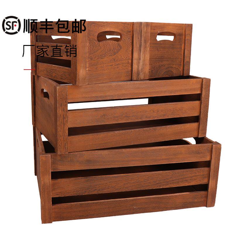 新品新款新款实木花架收纳整理置物架阳台杂物木盒装饰花盒 工i.