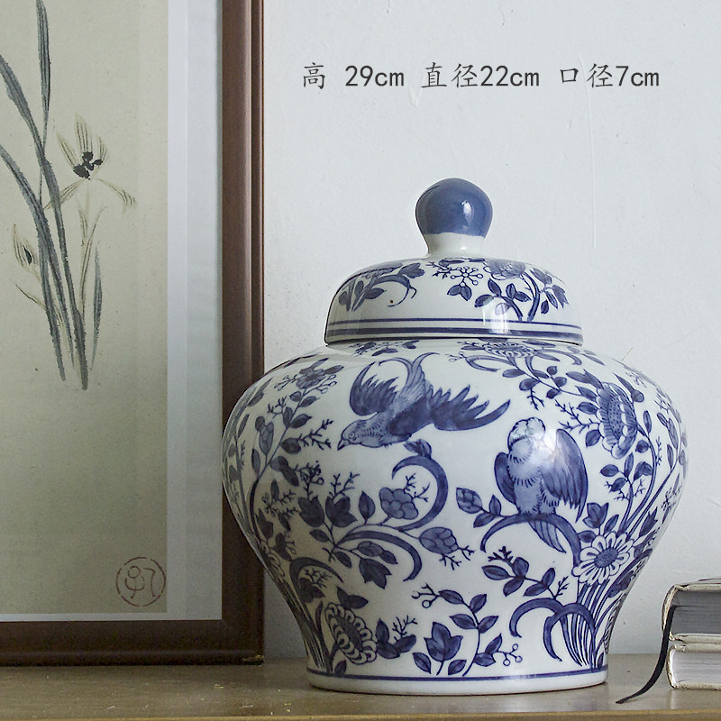 唐三彩花瓶中式青花陶瓷花瓶青花瓷插花瓷瓶景德镇古典.大肚子瓷