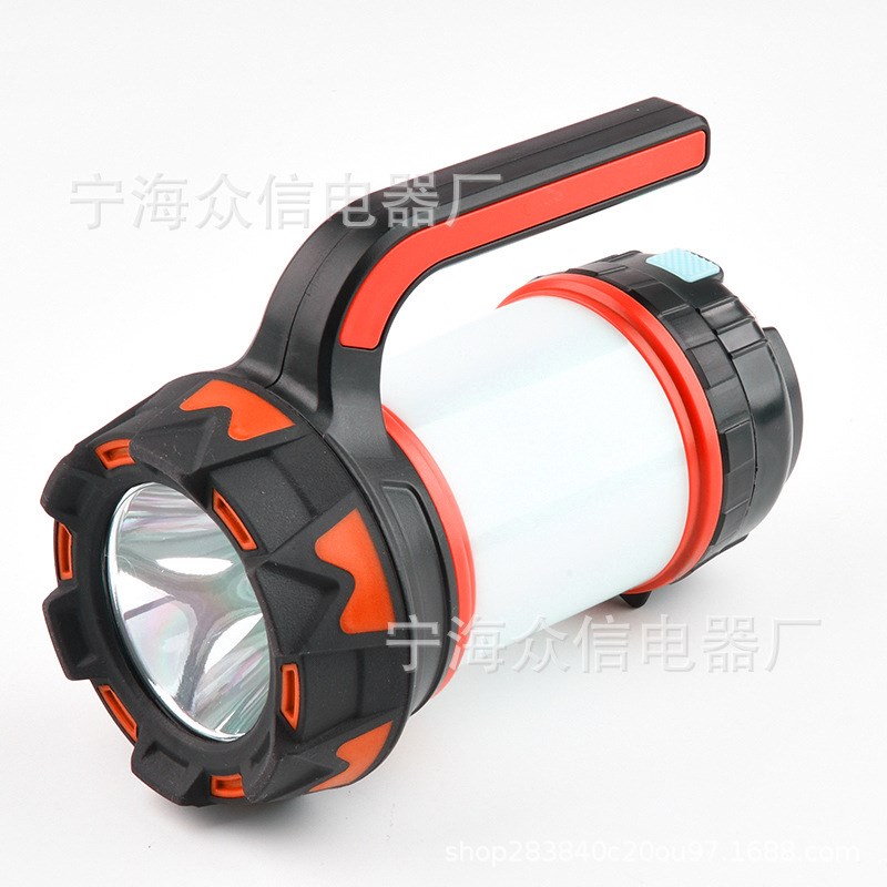 众信新款野营手提式手电筒 LED带侧D灯USB充电输出 露营照明探照