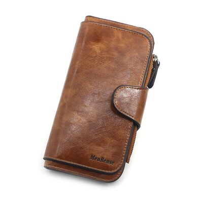 网红Women's wallet made of leather Wallets Three fold VINTAG