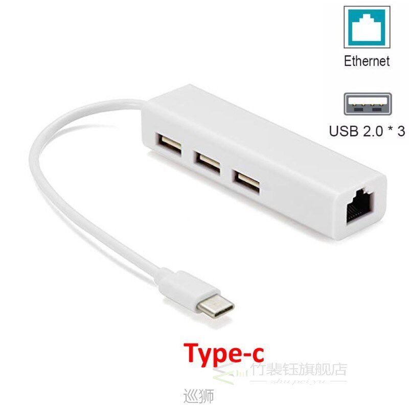 USB Ethernet with 3 Ports USB HUB 2.0 RJ45 Lan Network Card