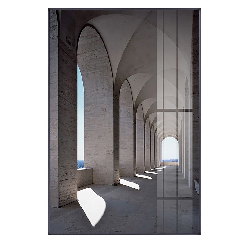 现代工业风玄关装饰画空间建筑客厅墙面挂画LOFT办公室壁画楼梯间图片
