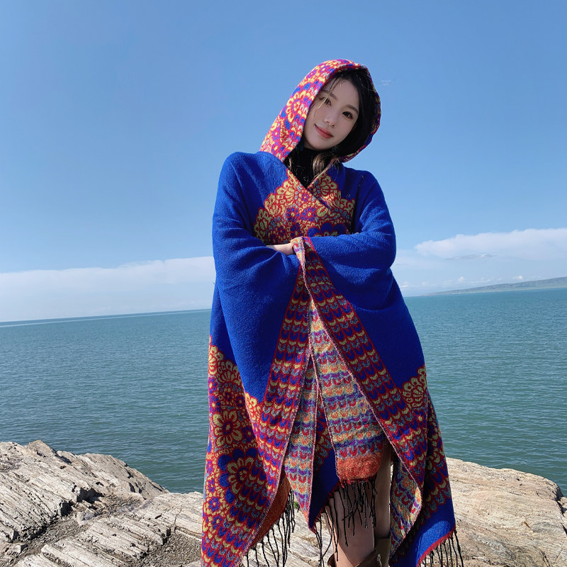 热销波西米亚披肩异域斗篷女新疆西藏旅游草原旅行拍照民族风外搭