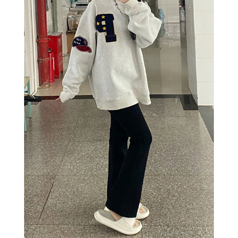 大码黑色微喇牛仔裤女夏季薄款胖妹妹mm高腰弹力显瘦梨形身材裤子