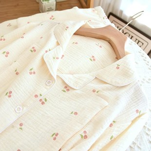 春夏绉布月子服产后哺乳孕妇睡衣女秋薄款产妇喂奶套装家居服