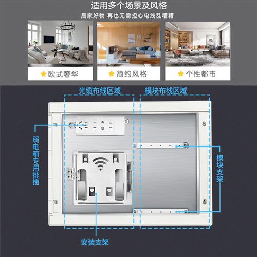 不锈钢光纤箱家用k暗装特大号弱电箱网路多媒体信息接入户集布线