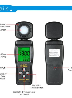 Handheld AS803 Luxmeter Digital Light Meter Lux Meter Photom