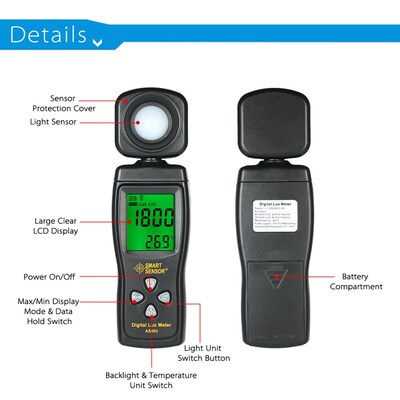 Handheld AS803 Luxmeter Digital Light Meter Lux Meter Photom