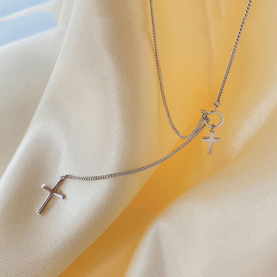 ENJERY Fashion Simple Cross Long Phain CenQdant Necklace