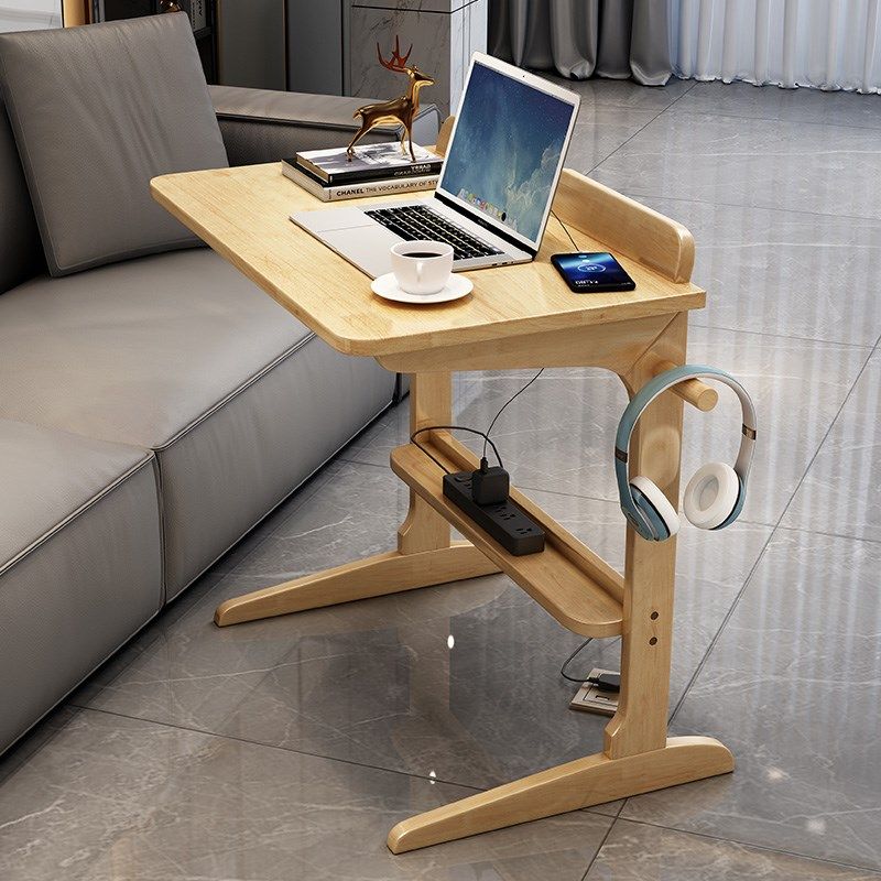 实木学生书桌简约家用床边桌客厅可移动沙发边几多功能落地电脑桌,住宅家具,床边桌,淘宝优惠券,粉丝福利购,淘宝优惠卷