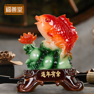 年年有余连年鱼电l视柜摆件 现代简约酒柜家居装饰品客厅工艺品